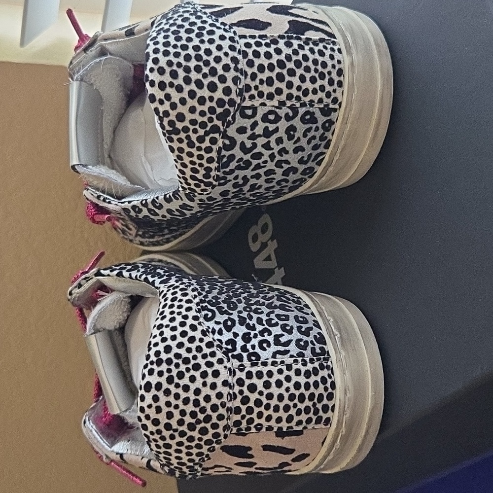 NEW P448 John Sneaker Silver Leopard Print Pink Laces Box Italy - 37 (6.5 - 7) - Picture 9 of 14